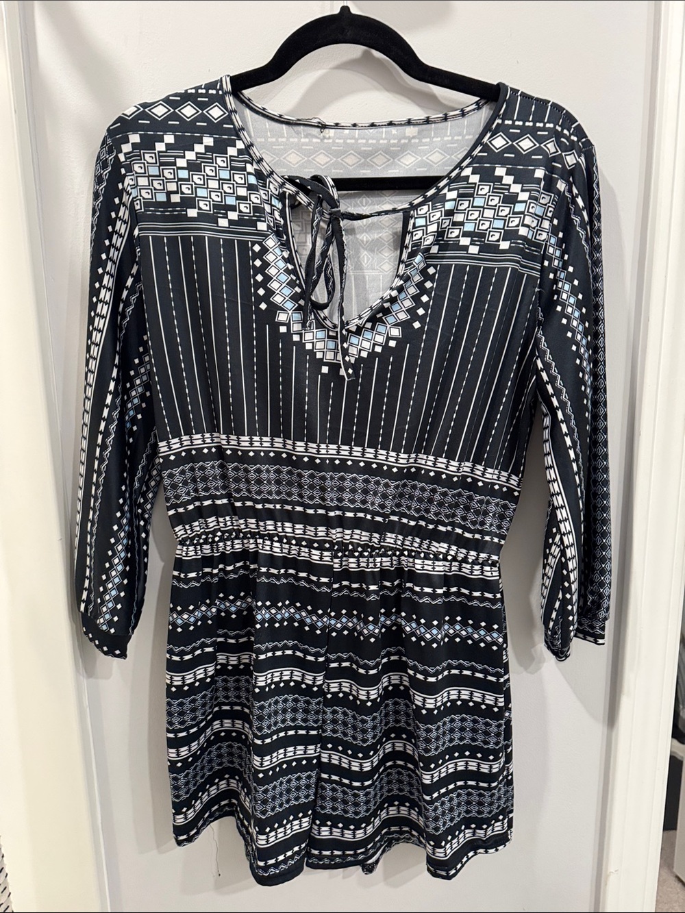 White Fox Boutique Black and White Patterned Tunic Dress